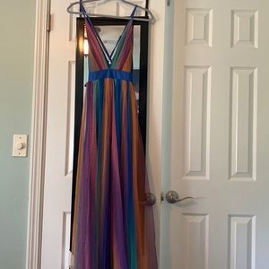 Small multi- color long dress NWT